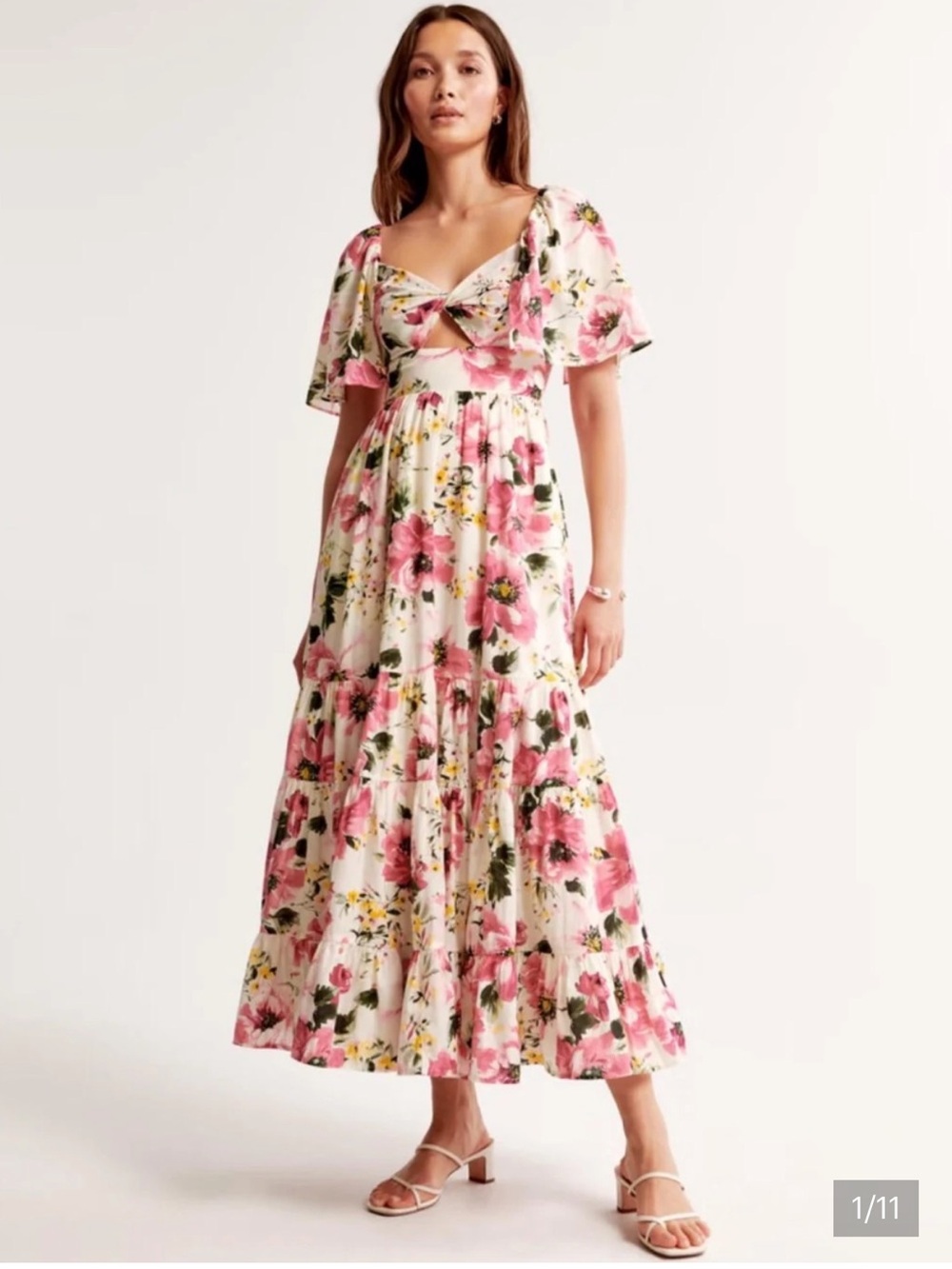 Abercrombie & Fitch Floral Cutout Midi Dress
